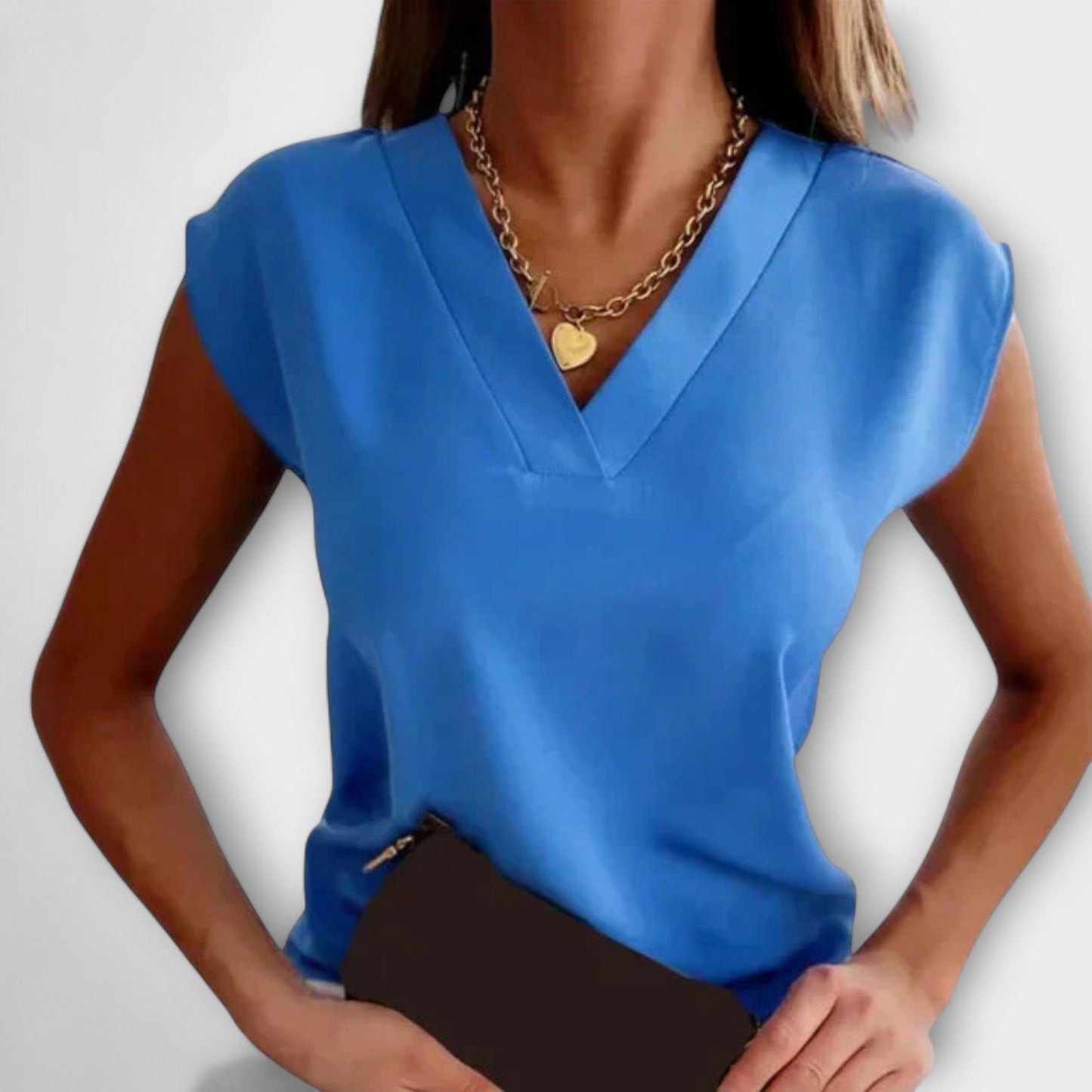 Dames zomer top met V-hals en losse mouwen