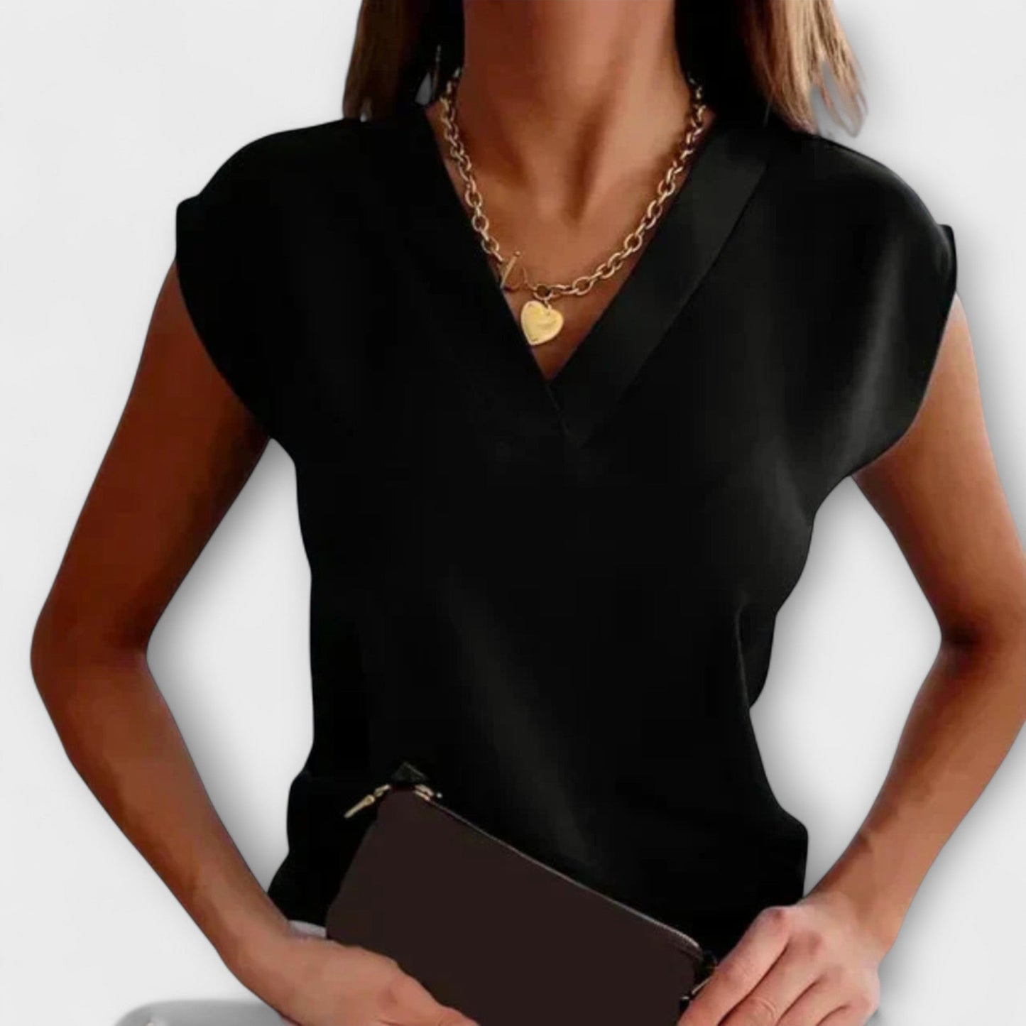 Dames zomer top met V-hals en losse mouwen