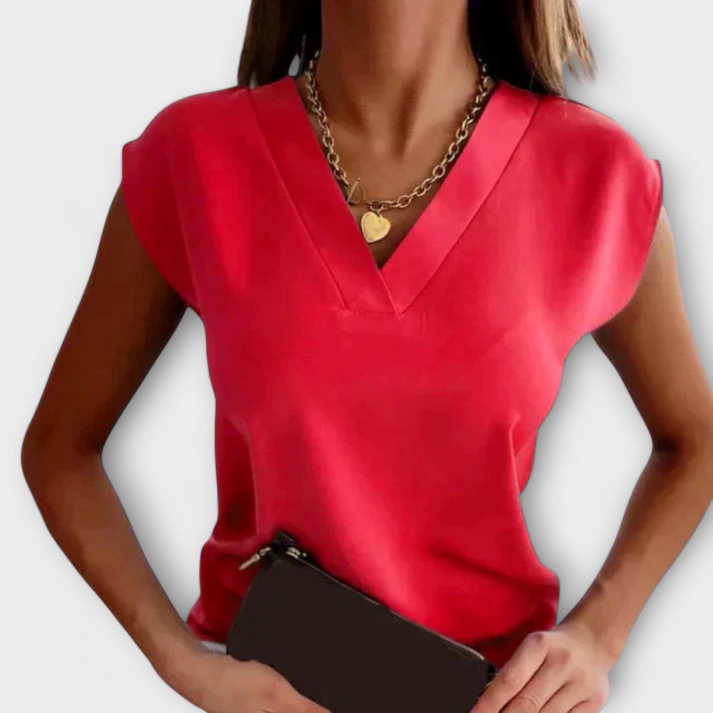 Dames zomer top met V-hals en losse mouwen