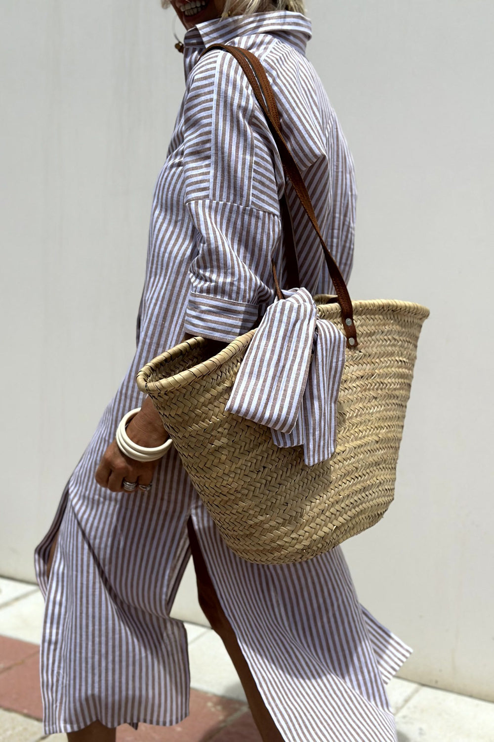 Sophia | Ibiza style elegante gestreepte overhemdjurk