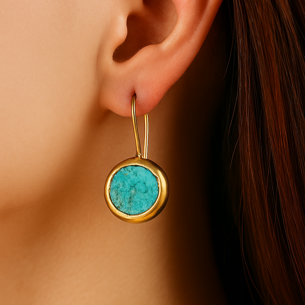 Gold Oorbellen with Turquoise Stone