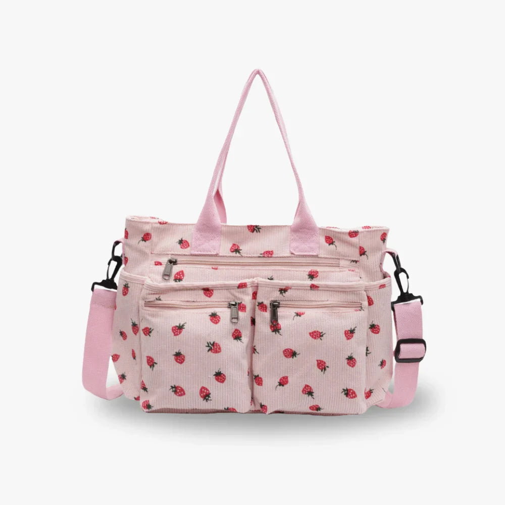 strawberry cord tote | Schoudertas