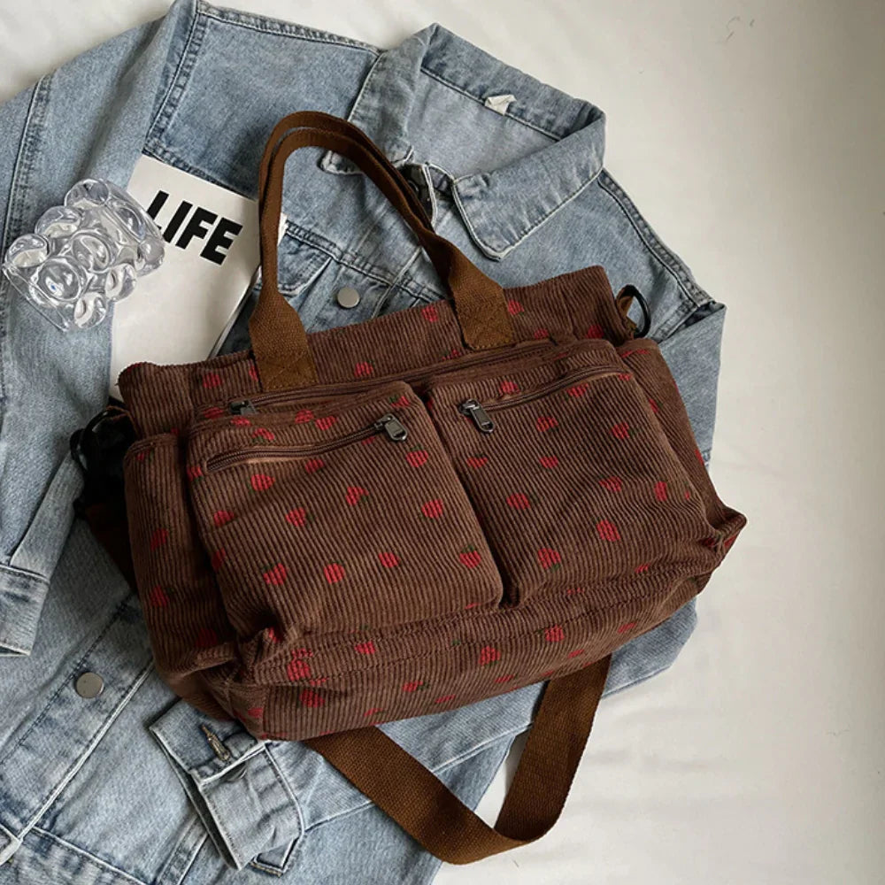 strawberry cord tote | Schoudertas