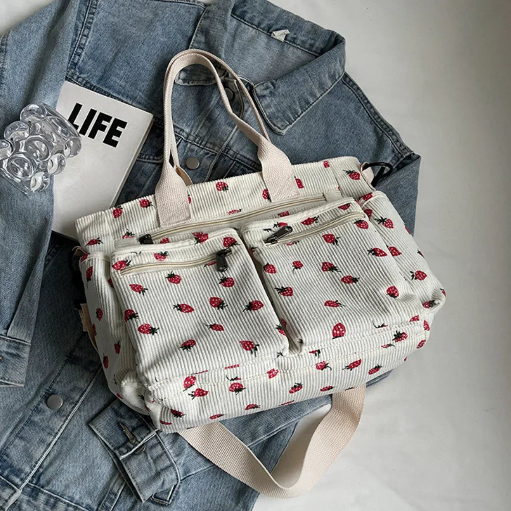 strawberry cord tote | Schoudertas