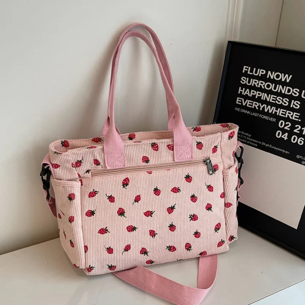 strawberry cord tote | Schoudertas