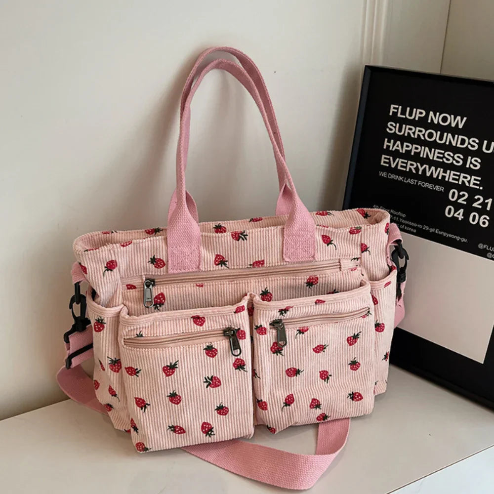 strawberry cord tote | Schoudertas