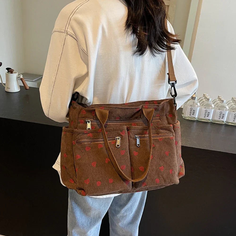 strawberry cord tote | Schoudertas