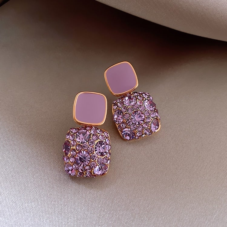 Luxury Purple Oorbellen with Zirconia Inlay