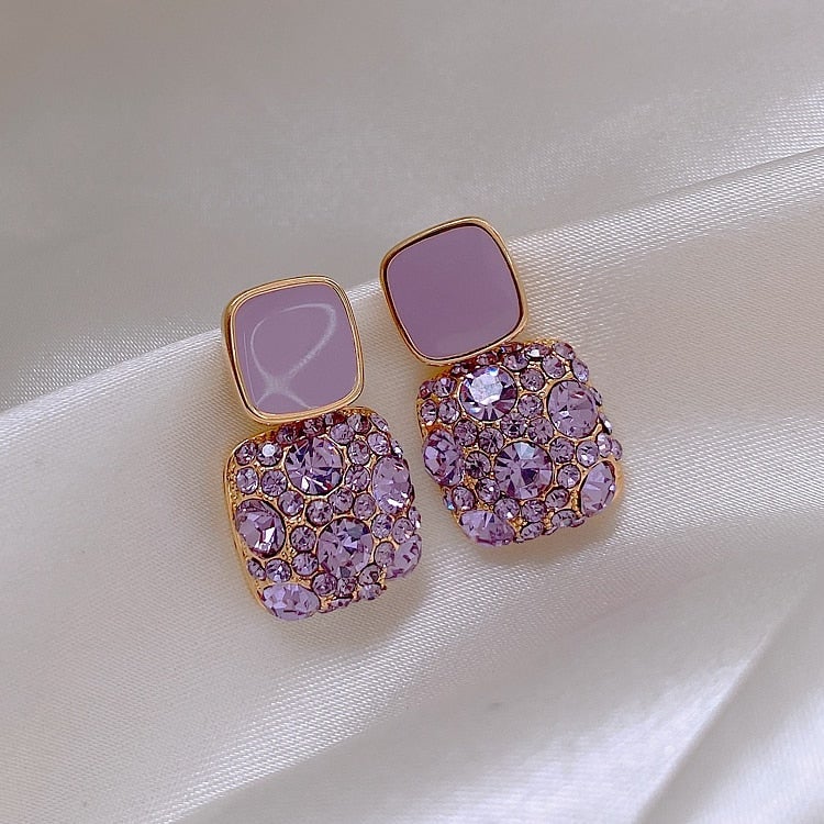 Luxury Purple Oorbellen with Zirconia Inlay
