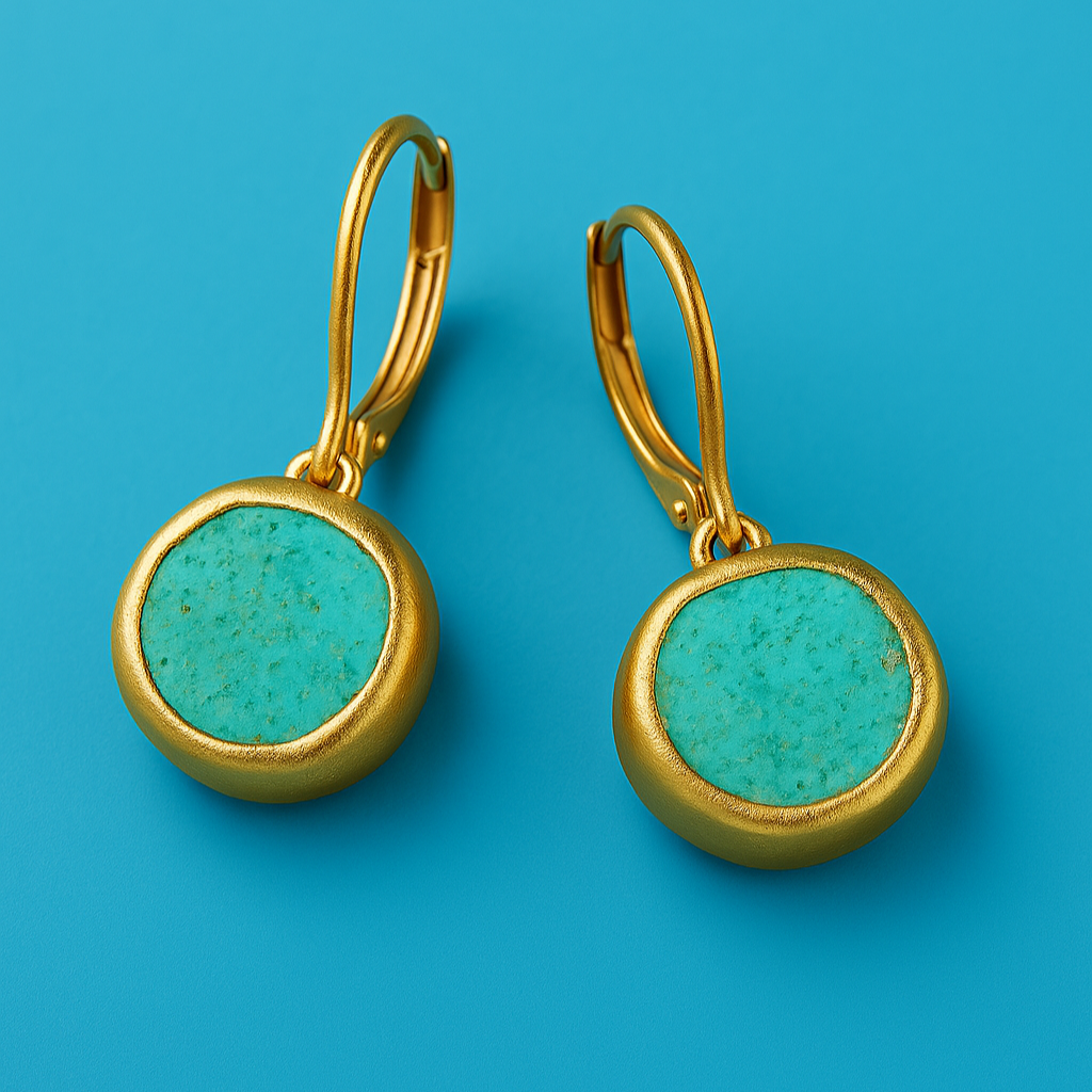 Gold Oorbellen with Turquoise Stone