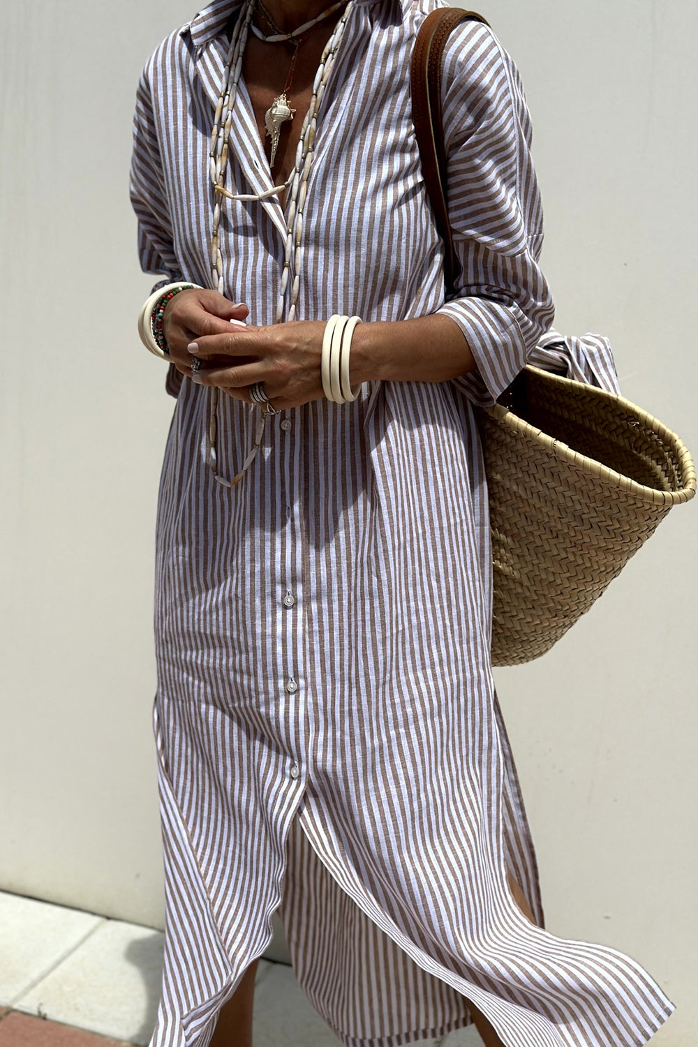 Sophia | Ibiza style elegante gestreepte overhemdjurk