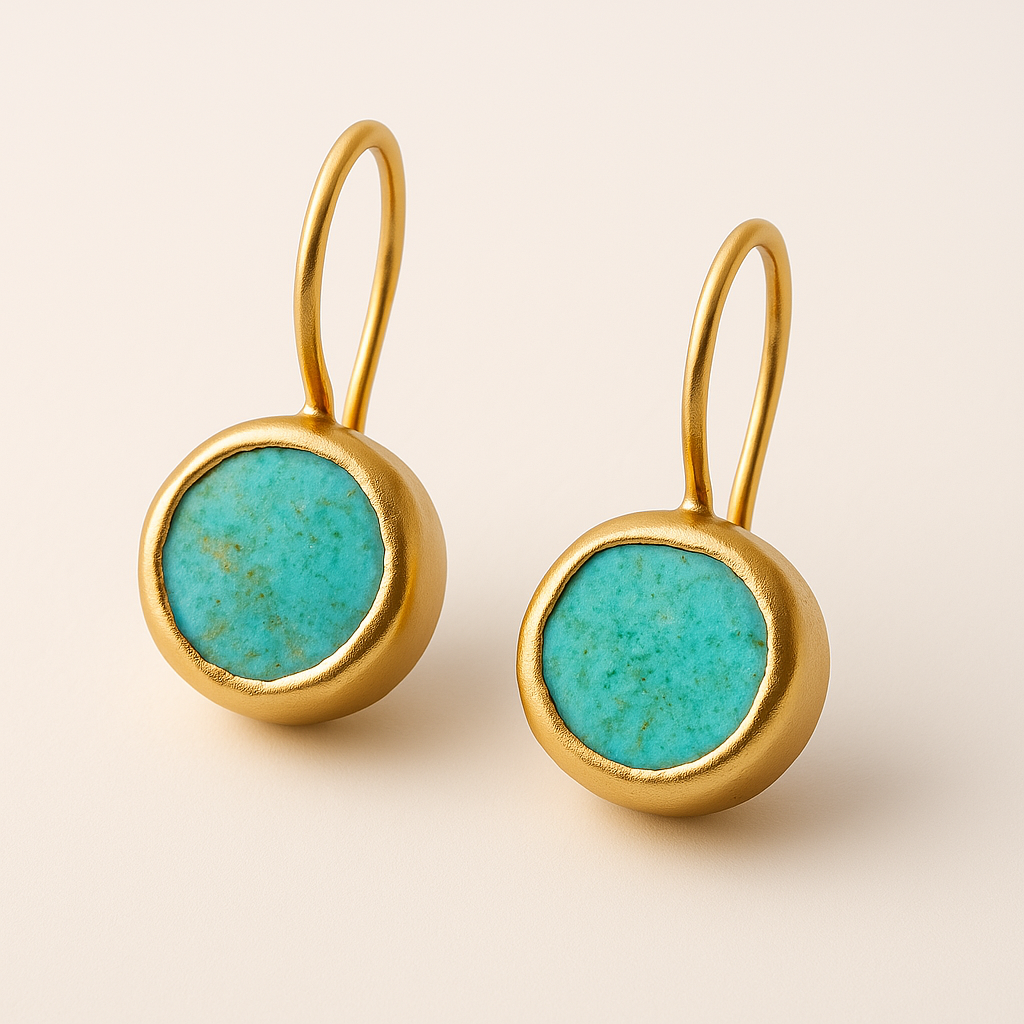 Gold Oorbellen with Turquoise Stone