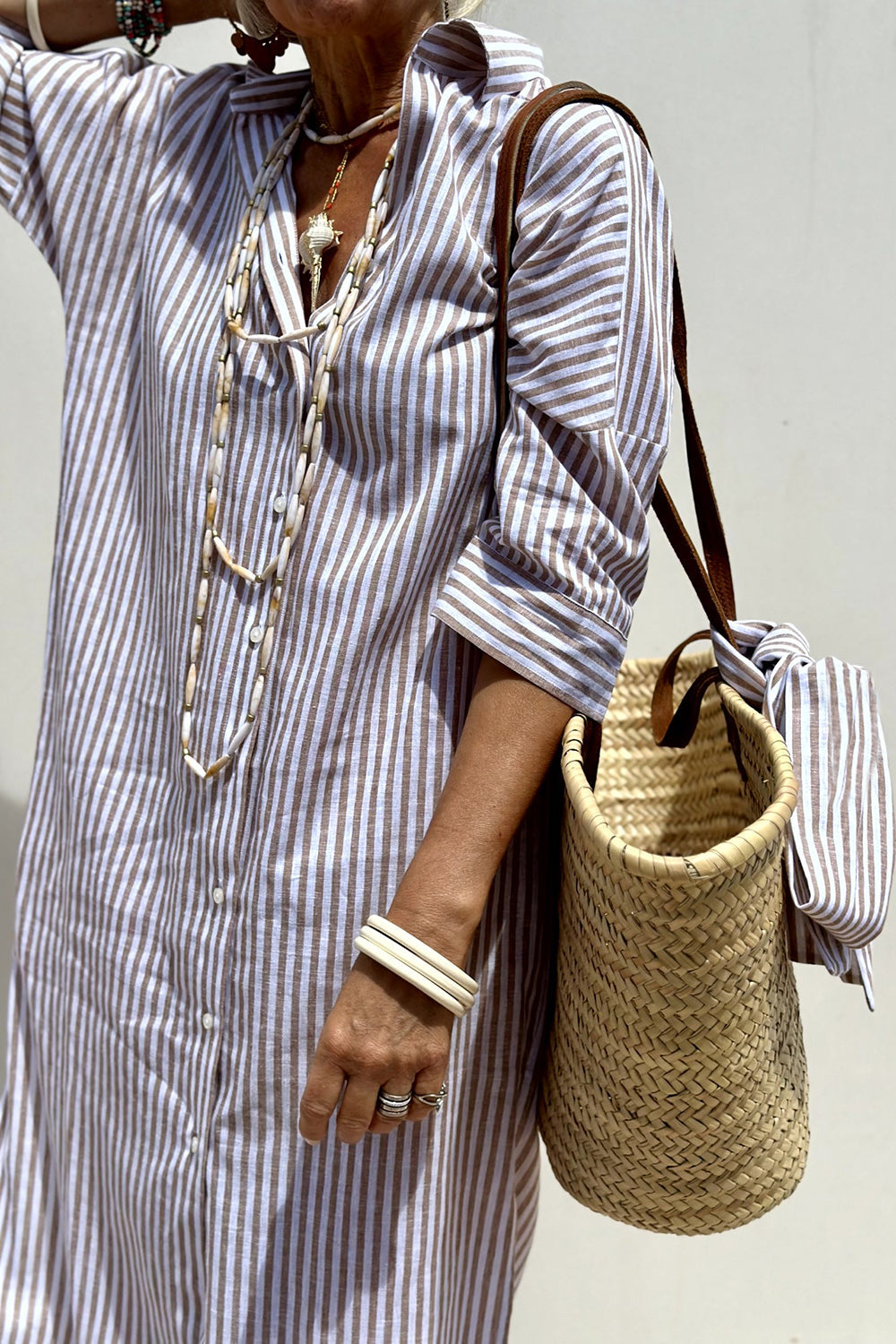 Sophia | Ibiza style elegante gestreepte overhemdjurk