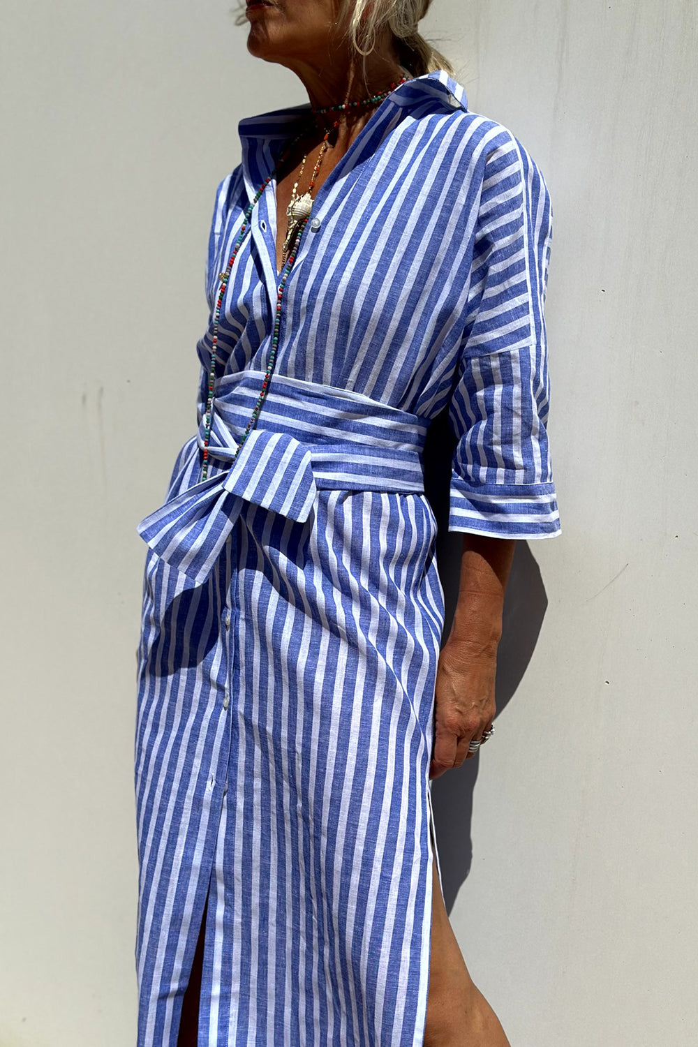 Sophia | Ibiza style elegante gestreepte overhemdjurk