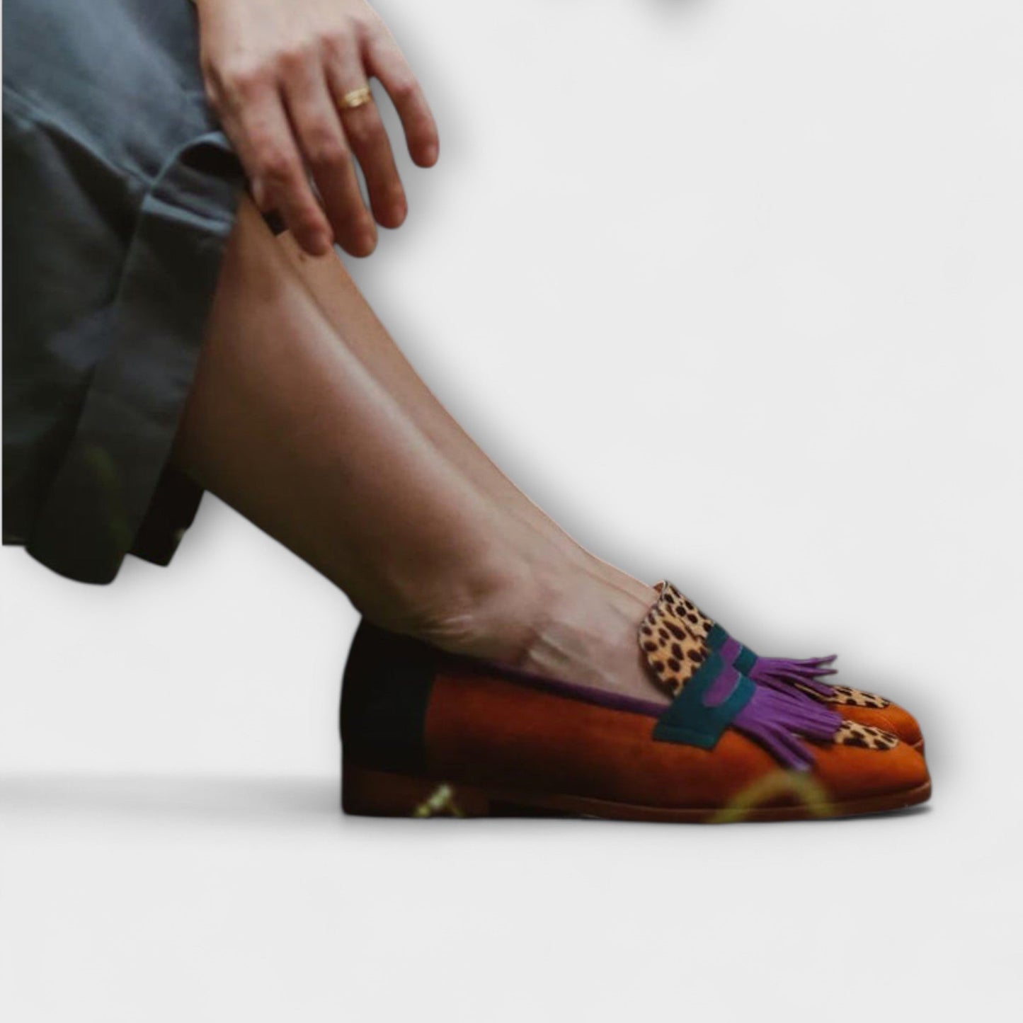 Fallon – Bruine Loafer met Luipaardprint