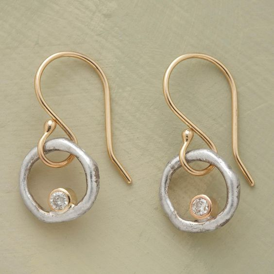 Vintage Gold & Silver Zirconia Oorbellen