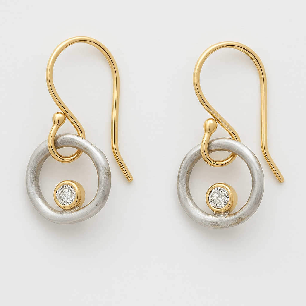 Vintage Gold & Silver Zirconia Oorbellen