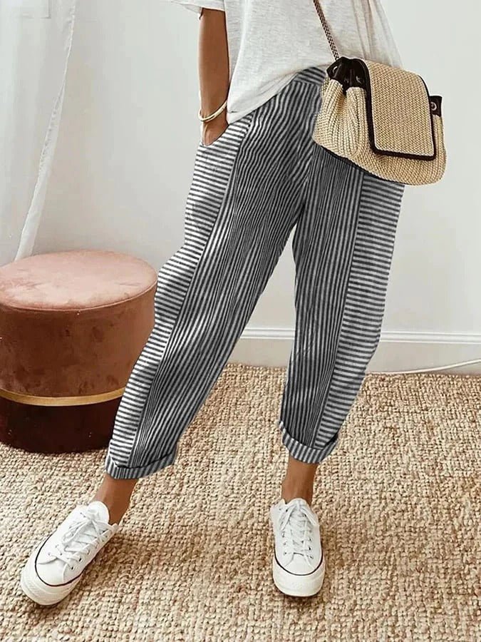 Lorene | Casual Gestreepte Broek