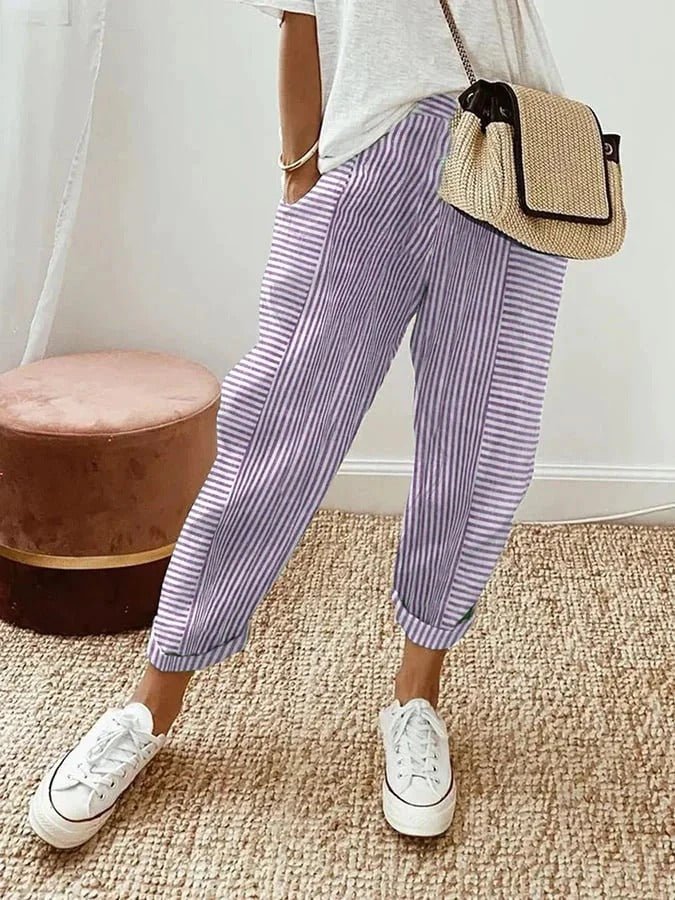 Lorene | Casual Gestreepte Broek