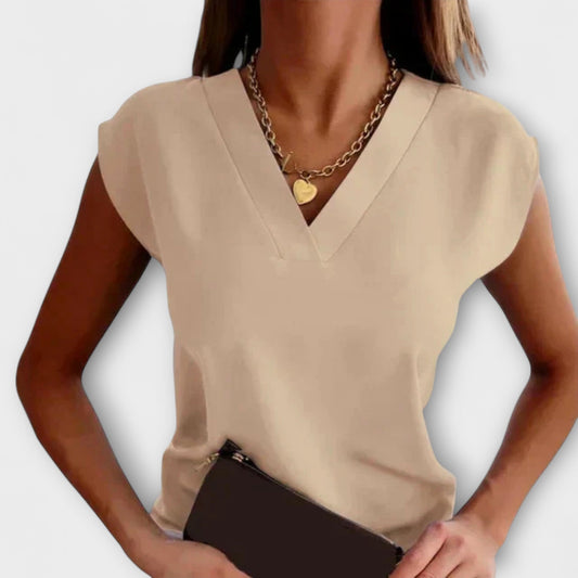 Dames zomer top met V-hals en losse mouwen