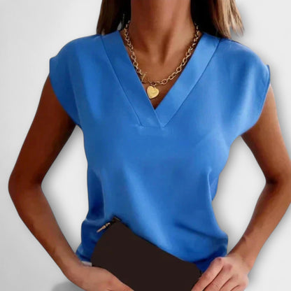 Dames zomer top met V-hals en losse mouwen