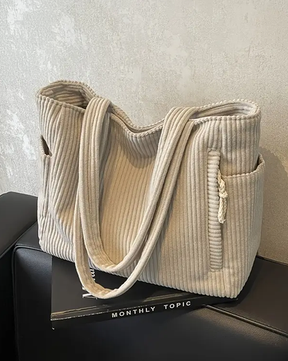 Tilda –  Geribde Schoudertas met Koorddetail