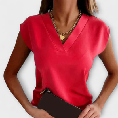 Dames zomer top met V-hals en losse mouwen
