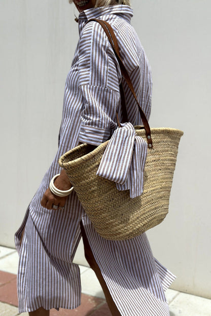Sophia | Ibiza style elegante gestreepte overhemdjurk
