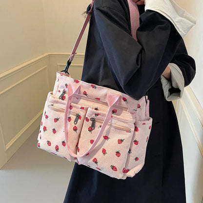 strawberry cord tote | Schoudertas