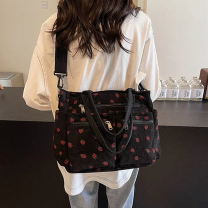 strawberry cord tote | Schoudertas