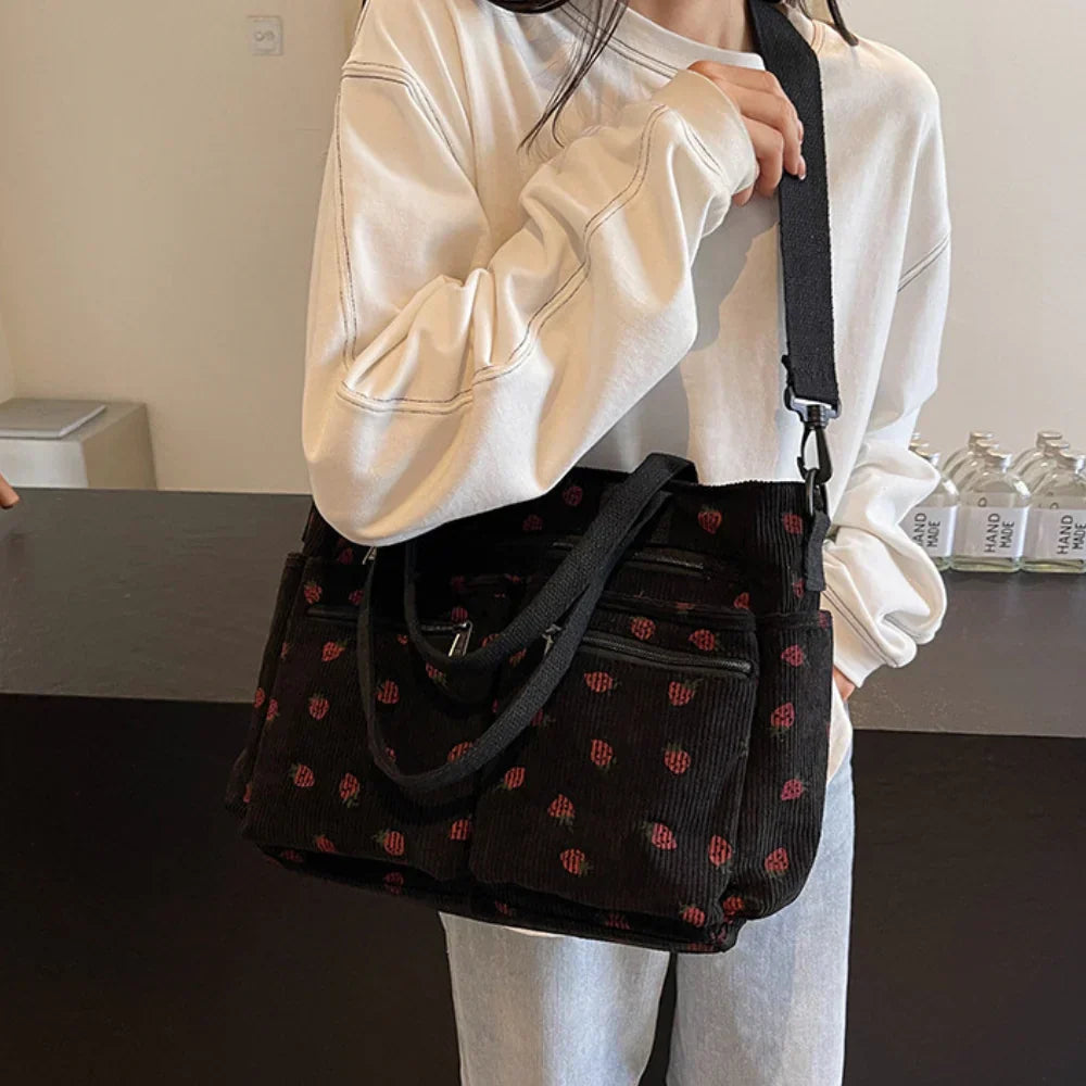 strawberry cord tote | Schoudertas