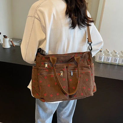 strawberry cord tote | Schoudertas