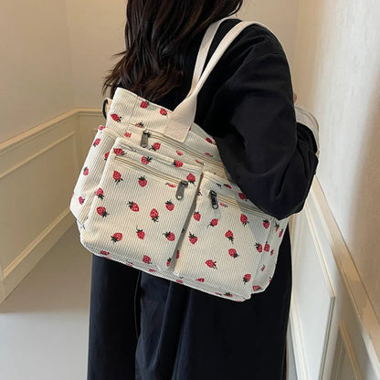 strawberry cord tote | Schoudertas