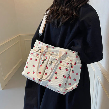 strawberry cord tote | Schoudertas