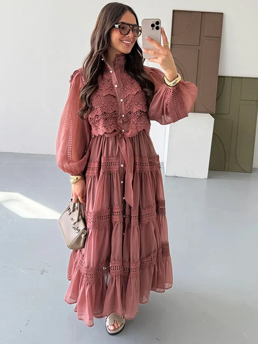 Doutzen™ | Lyna - Broderie Maxi Jurk