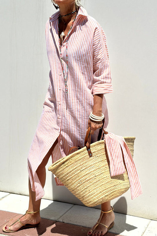 Sophia | Ibiza style elegante gestreepte overhemdjurk