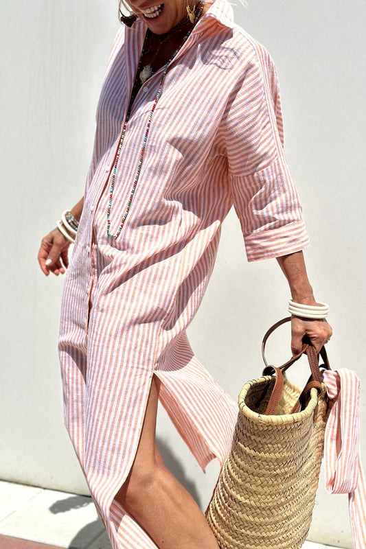 Sophia | Ibiza style elegante gestreepte overhemdjurk