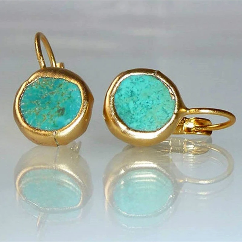 Gold Oorbellen with Turquoise Stone