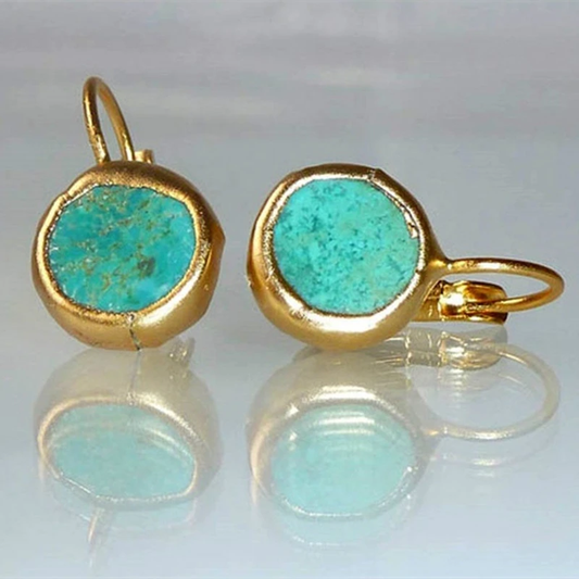 Gold Oorbellen with Turquoise Stone