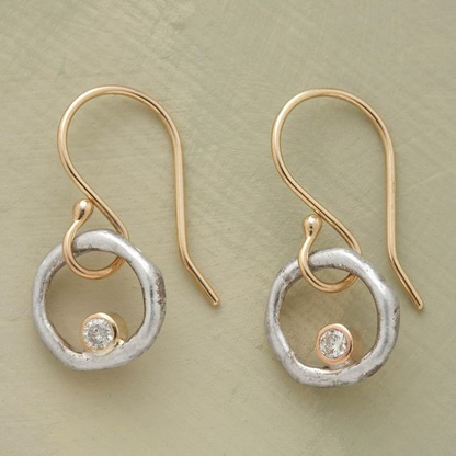 Vintage Gold & Silver Zirconia Oorbellen