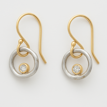 Vintage Gold & Silver Zirconia Oorbellen