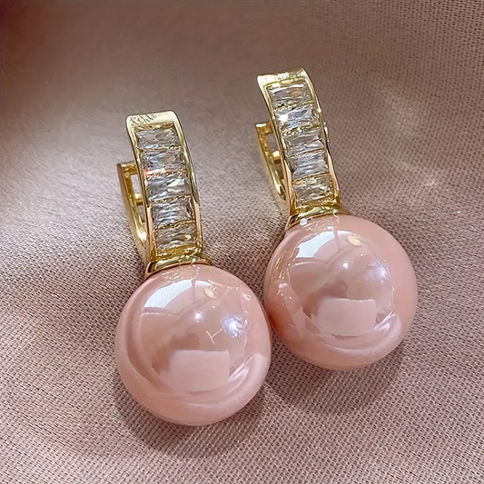 Pink Pearl Zirconia Gold oorbellen