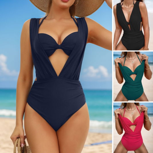 🌸Effen badpak met strik voor dames, set van 2 stuks