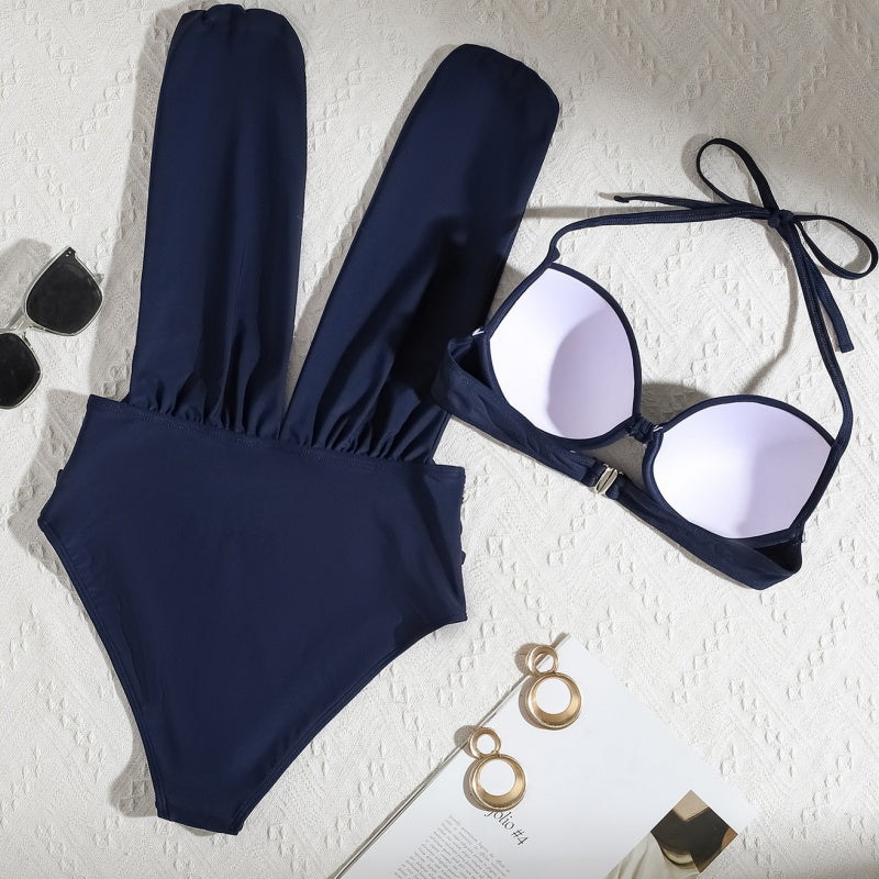 🌸Effen badpak met strik voor dames, set van 2 stuks